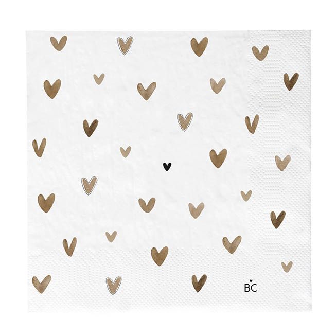 BASTION COLLECTIONS Papierservietten Hearts Brown