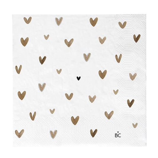 BASTION COLLECTIONS Papierservietten Hearts Brown