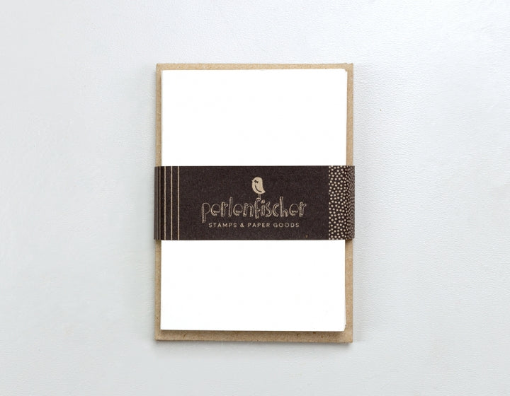 PERLENFISCHER 10 Miniklappkarten mit Umschlag - weiß mit Kraft