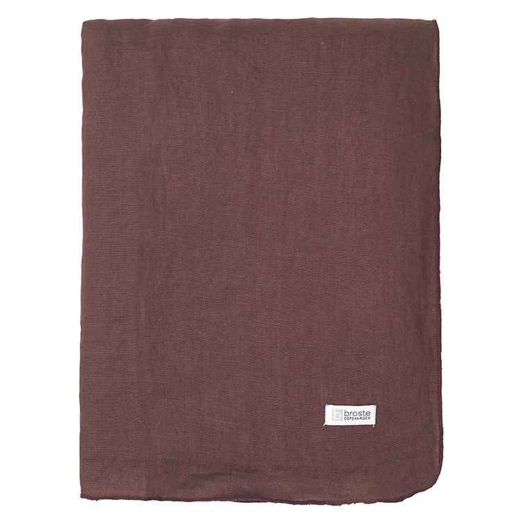 BROSTE COPENHAGEN Leinentischtdecke Gracie Aubergine