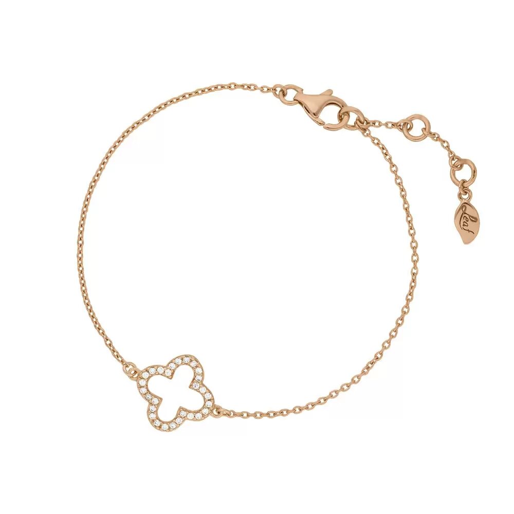 LEAF Armkette Kleeblatt mit Zirkonia Rosegold