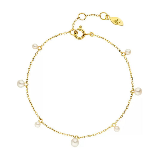 LEAF Armkette Perlen Gelbgold