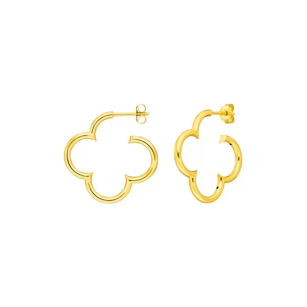 LEAF Creolen Kleeblatt Gelbgold klein