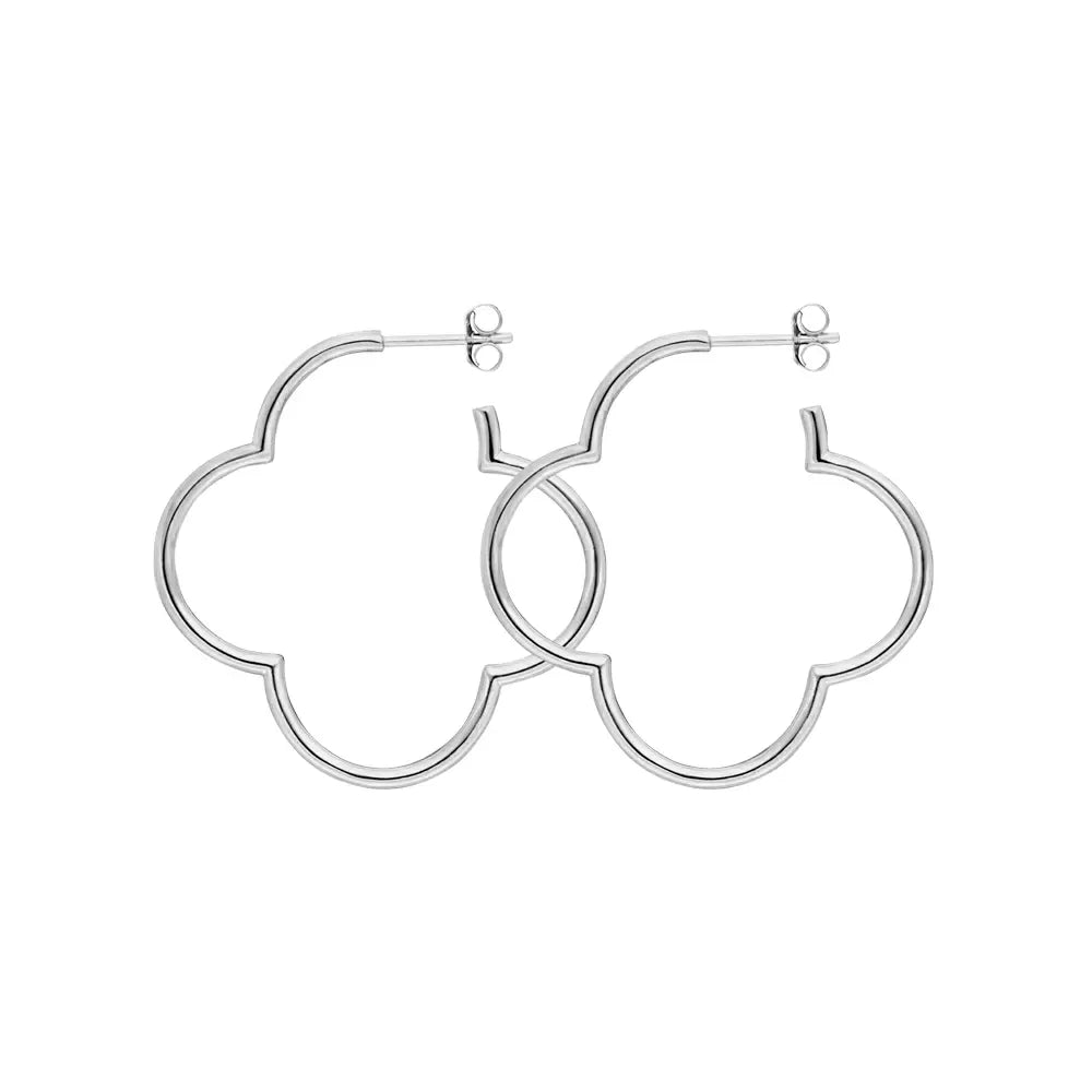 LEAF Creolen Kleeblatt  Medium Sterlingsilber