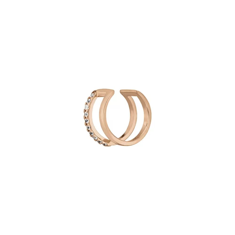 LEAF Earcuff Double Line Zirkonia Rosegold