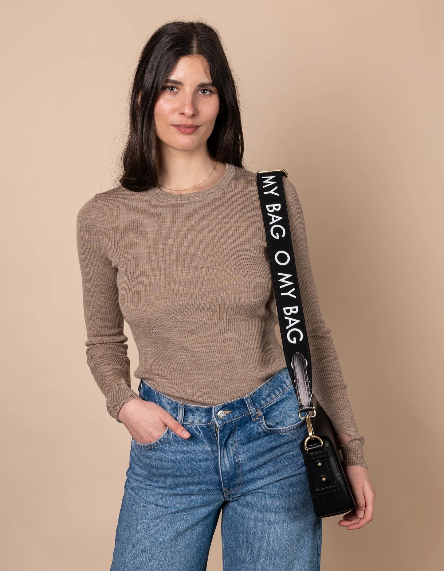 O MY BAG Canvas Logo Strap Gurt Maxi Black