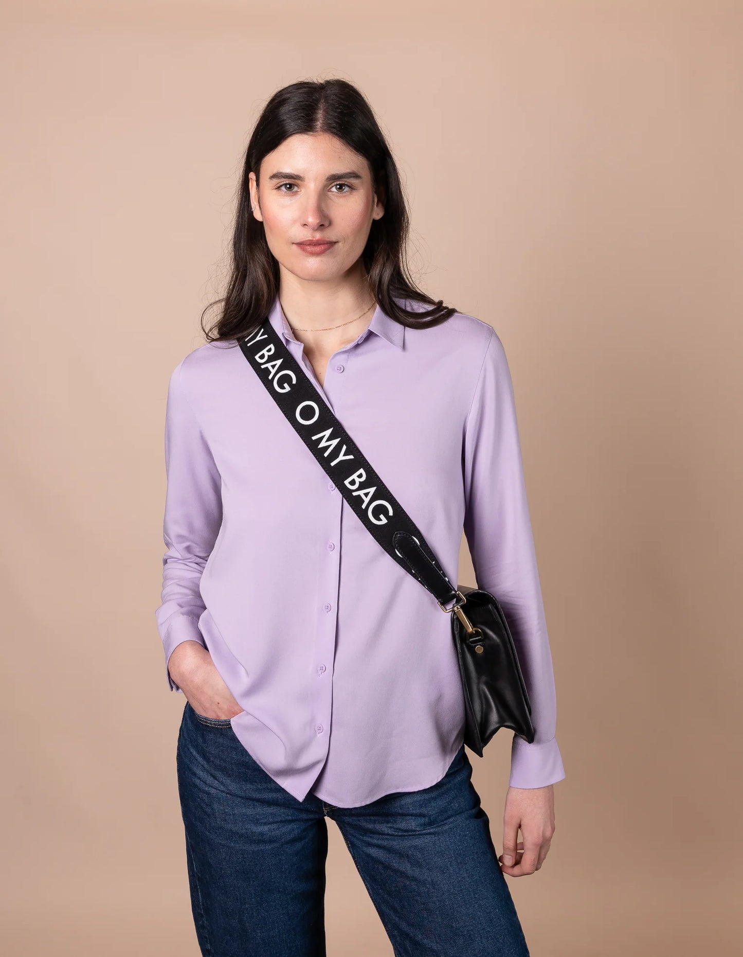 O MY BAG Canvas Logo Strap Gurt Maxi Black