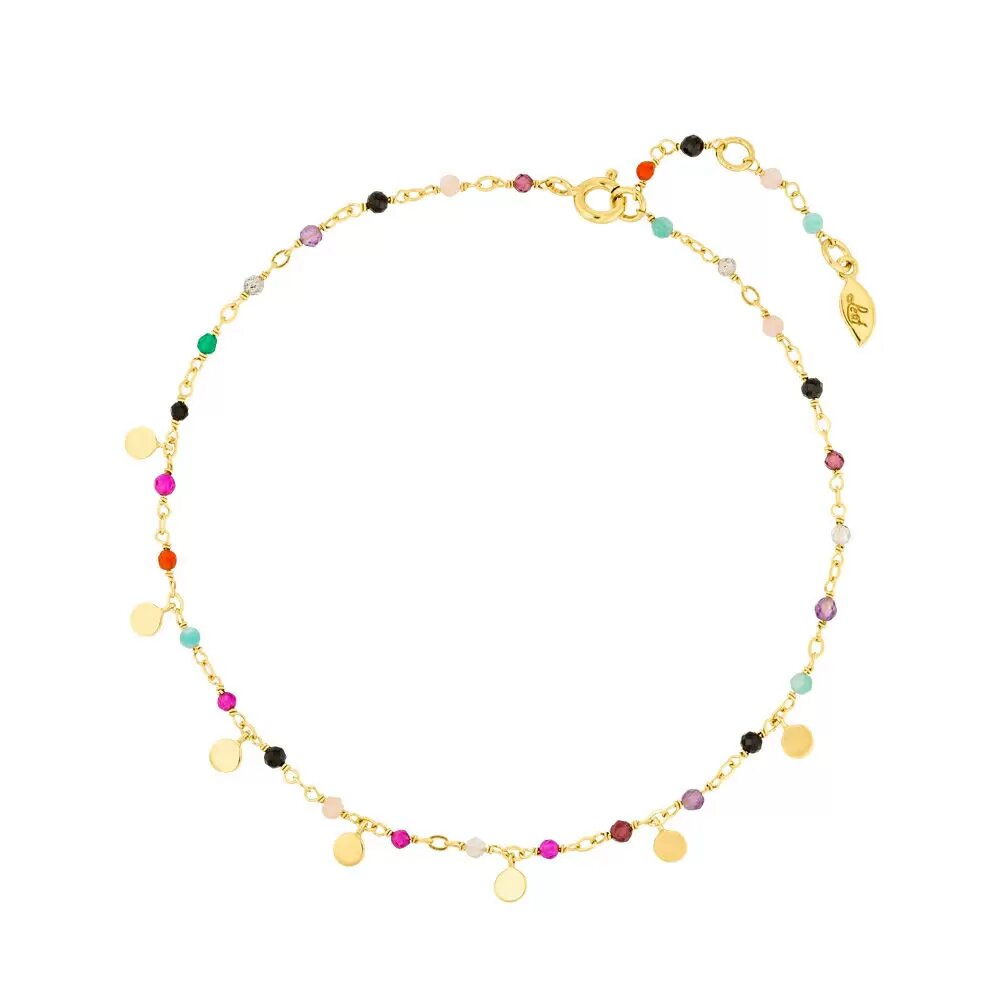 LEAF Fusskettchen Rainbow Multi Gems Gelbgold