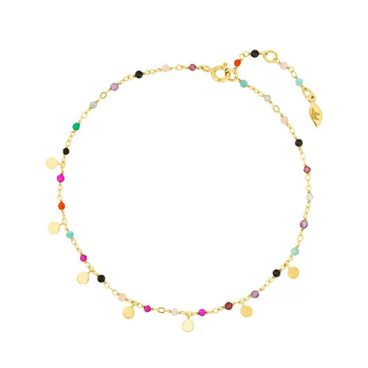 LEAF Fusskettchen Rainbow Multi Gems Gelbgold