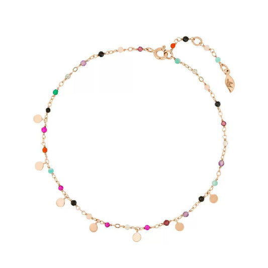 LEAF Fusskettchen Rainbow Multi Gems Rosegold