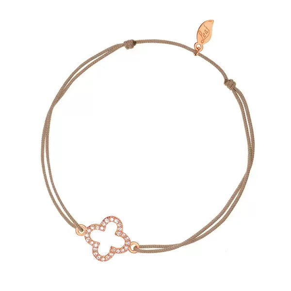 LEAF Glücksarmband beige - Kleeblatt Zirkonia Rosegold