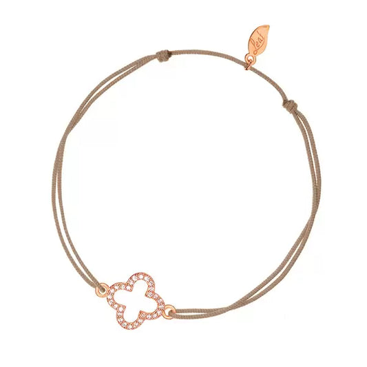 LEAF Glücksarmband beige - Kleeblatt Zirkonia Rosegold