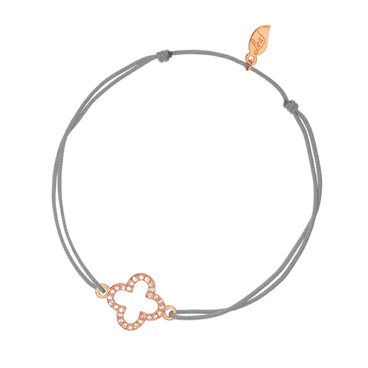 LEAF Glücksarmband grau - Kleeblatt Zirkonia Rosegold