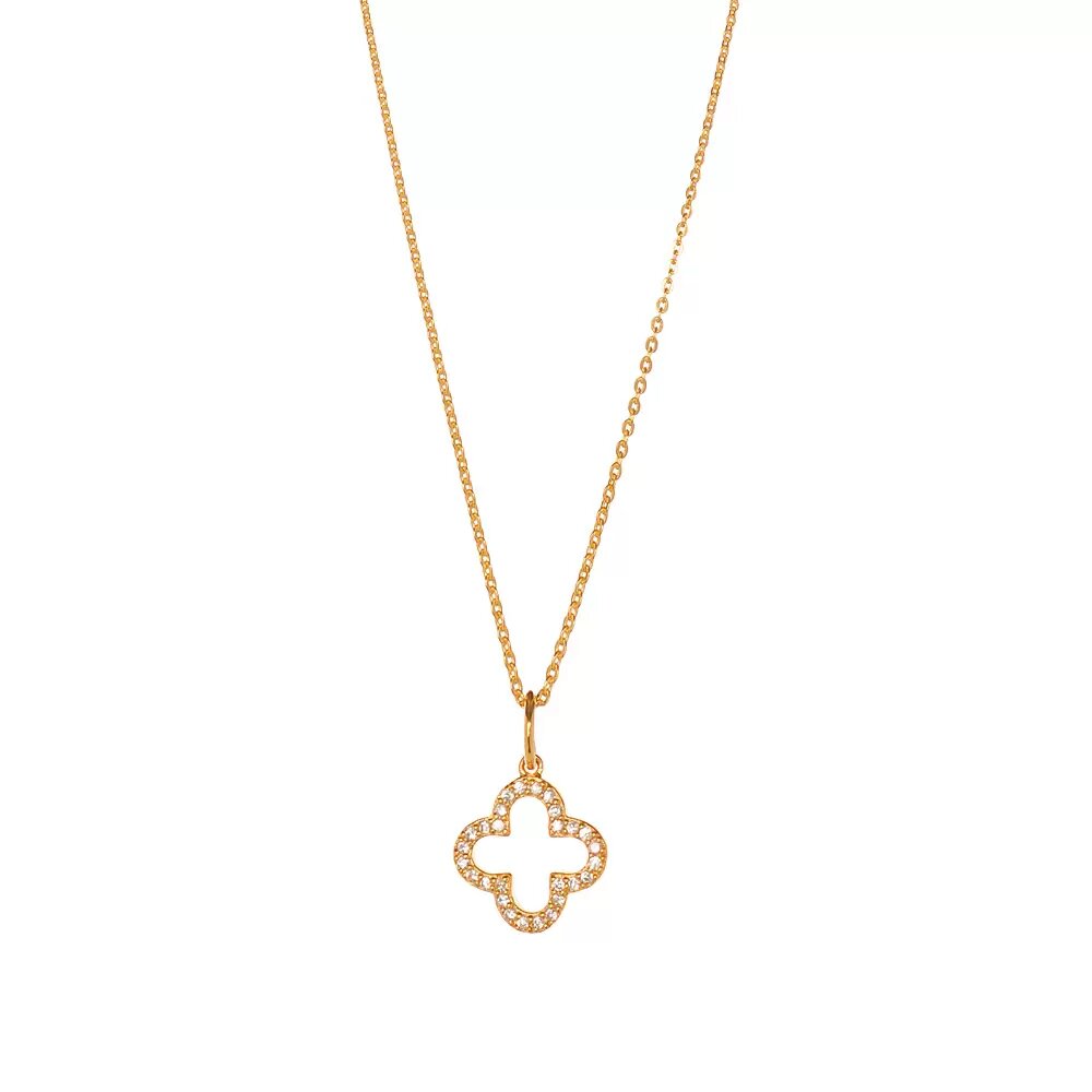 LEAF Halskette Kleeblatt mit Zirkonia Gelbgold
