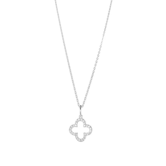 LEAF Halskette Kleeblatt mit Zirkonia Sterlingsilber