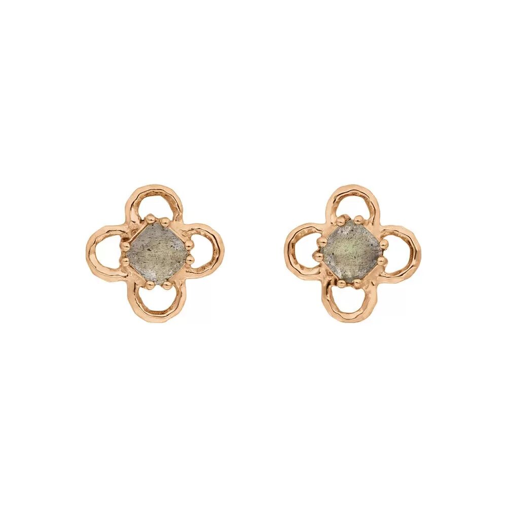 LEAF Ohrstecker Clover Gem Labradorit Rosegold
