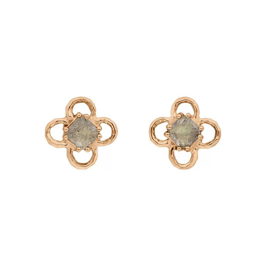 LEAF Ohrstecker Clover Gem Labradorit Rosegold