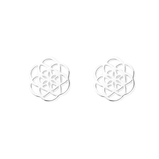 LEAF Ohrstecker Flower of Life Sterlingsilber