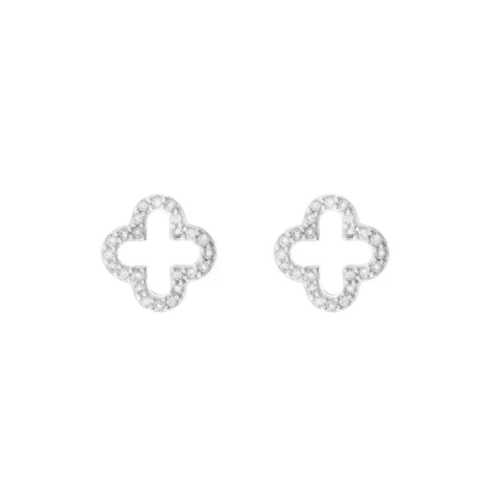 LEAF Ohrstecker Kleeblatt mit Zirkonia Sterlingsilber