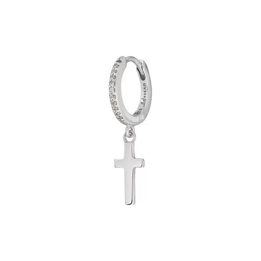 LEAF Singlecreole Kreuz Sterlingsilber