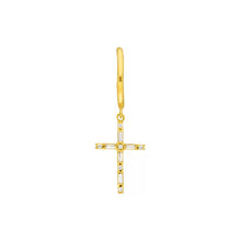 Lade das Bild in den Galerie-Viewer, LEAF Singlecreole Sparkle Cross Gelbgold
