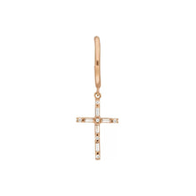 Lade das Bild in den Galerie-Viewer, LEAF Singlecreole Sparkle Cross Rosegold
