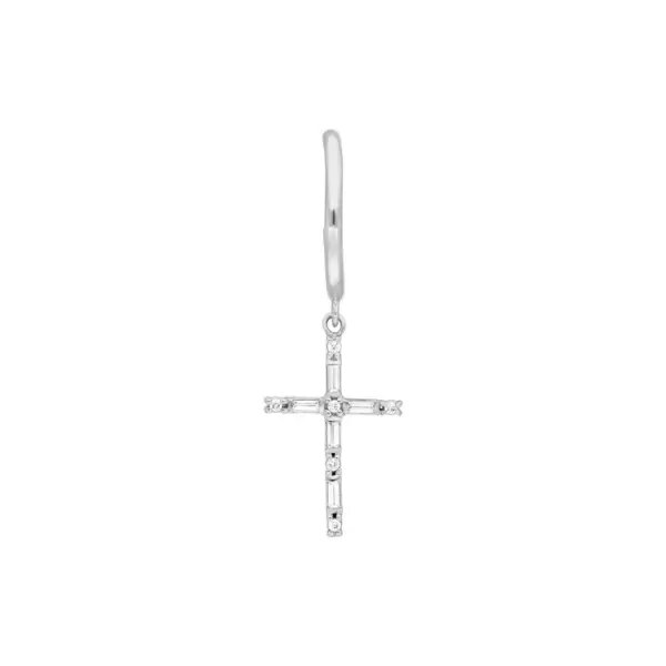 LEAF Singlecreole Sparkle Cross Sterlingsilber