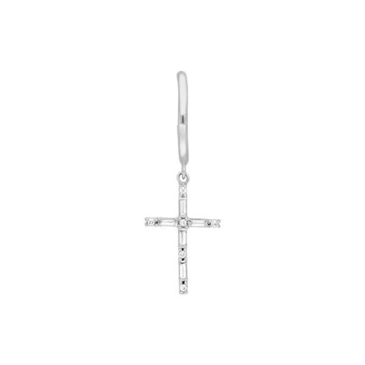 LEAF Singlecreole Sparkle Cross Sterlingsilber