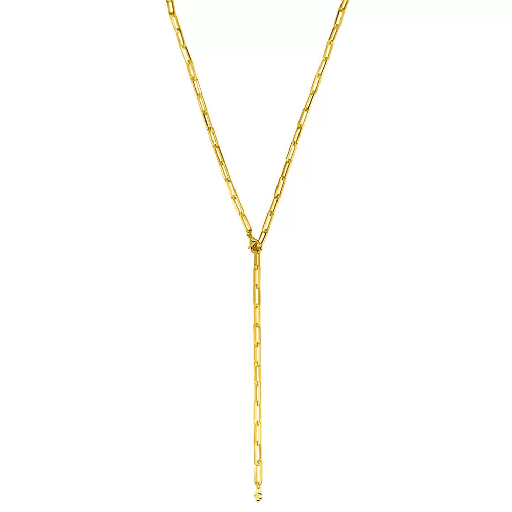 LEAF Y-Gliederhalskette Square Gelbgold