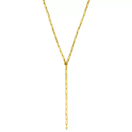LEAF Y-Gliederhalskette Square Gelbgold
