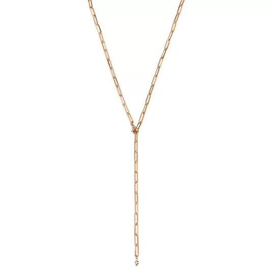 LEAF Y-Gliederhalskette Square Rosegold