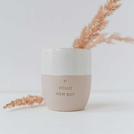 EULENSCHNITT Becher Hello New Day