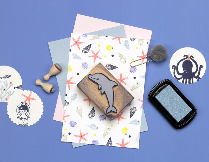 PERLENFISCHER Stempel Delfin