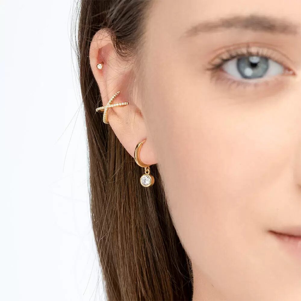 LEAF Earcuff Cross Rosegold