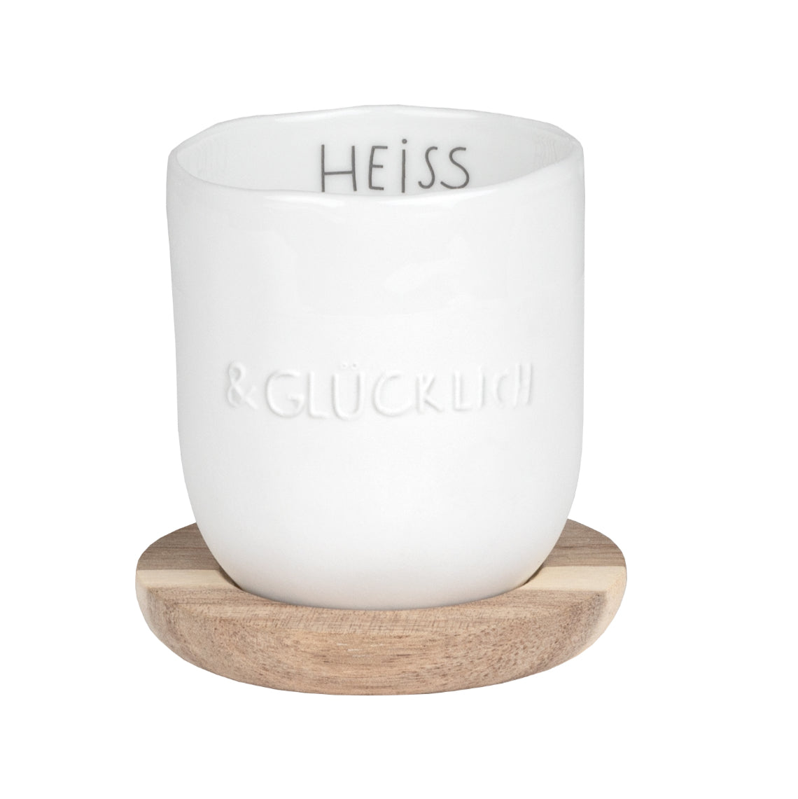 RAEDER DESIGN Guten Morgen Kleiner Becher "Heiss & glücklich"