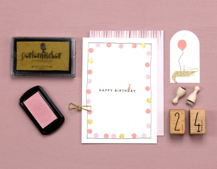 PERLENFISCHER Stempel Happy Birthday klassisch T005