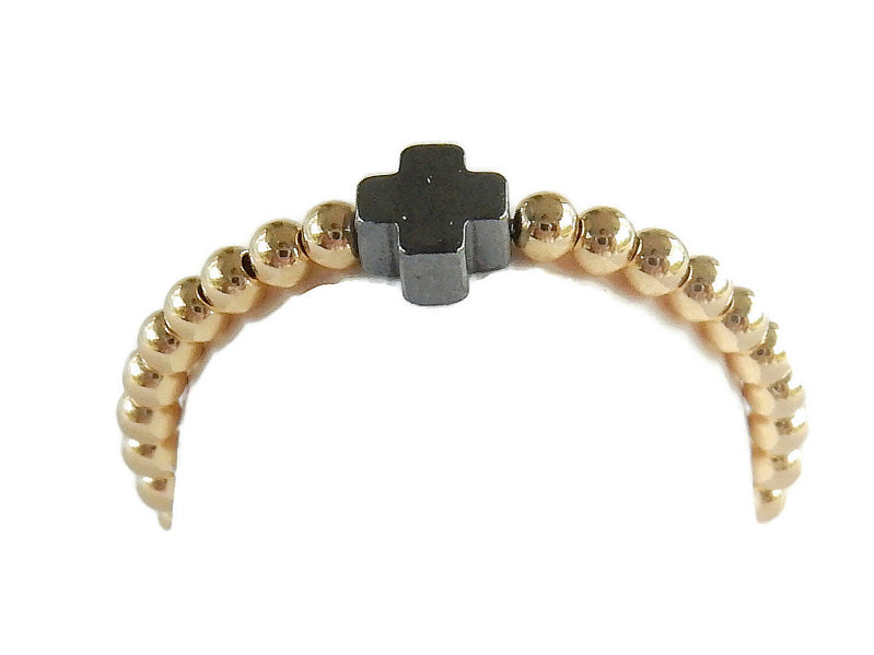 GNOES AMSTERDAM Flexring Hematit Cross Gold