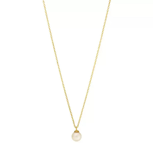 LEAF Halskette Perle Gelbgold