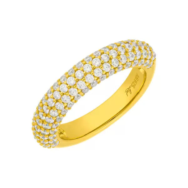 LEAF Ring Pavee Zirkonia Gelbgold