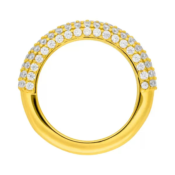 LEAF Ring Pavee Zirkonia Gelbgold