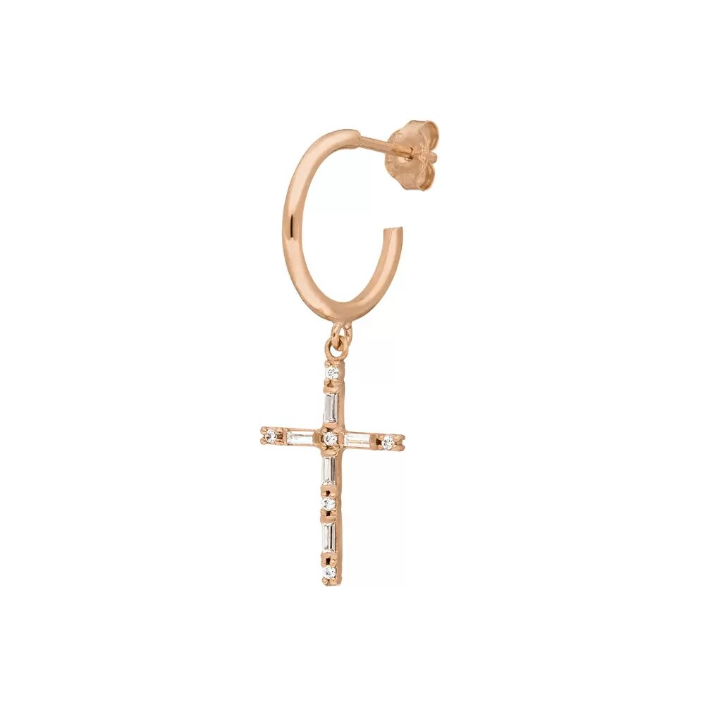LEAF Singlecreole Sparkle Cross Rosegold