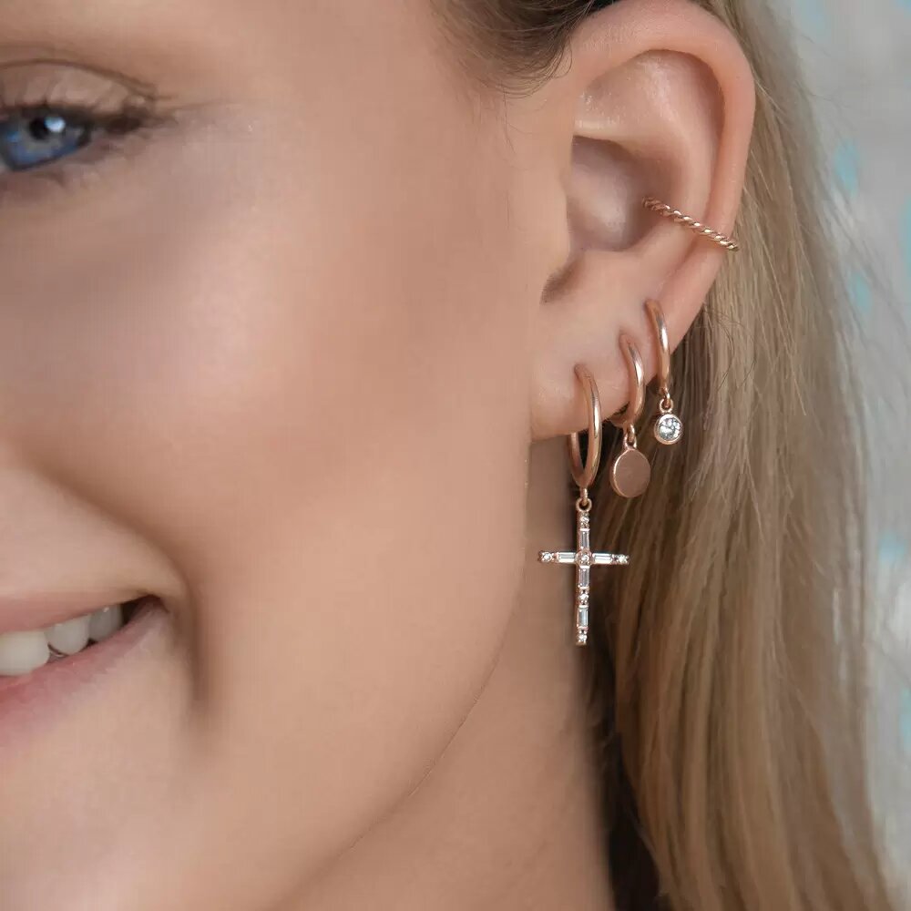 LEAF Singlecreole Sparkle Cross Rosegold