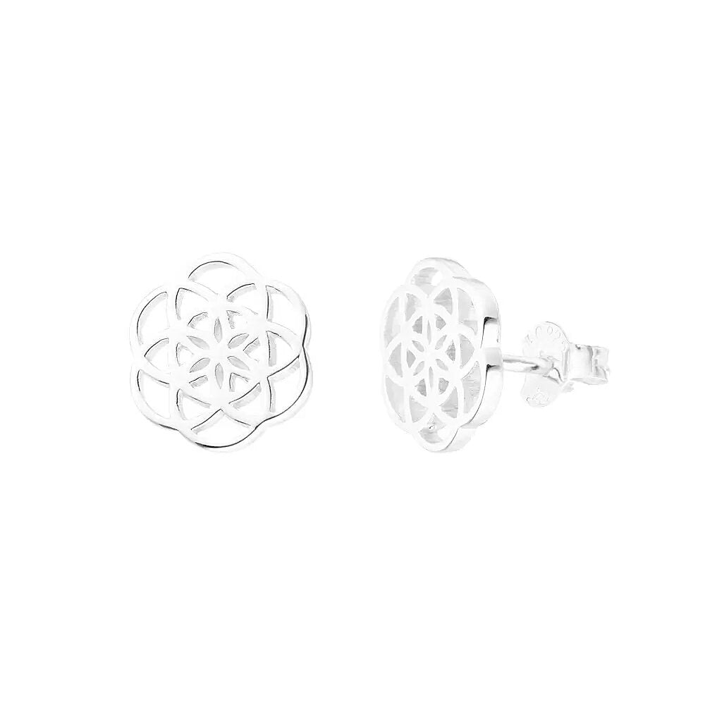 LEAF Ohrstecker Flower of Life Sterlingsilber