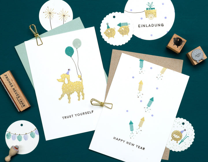 PERLENFISCHER Stempel T061 Happy New Year 2
