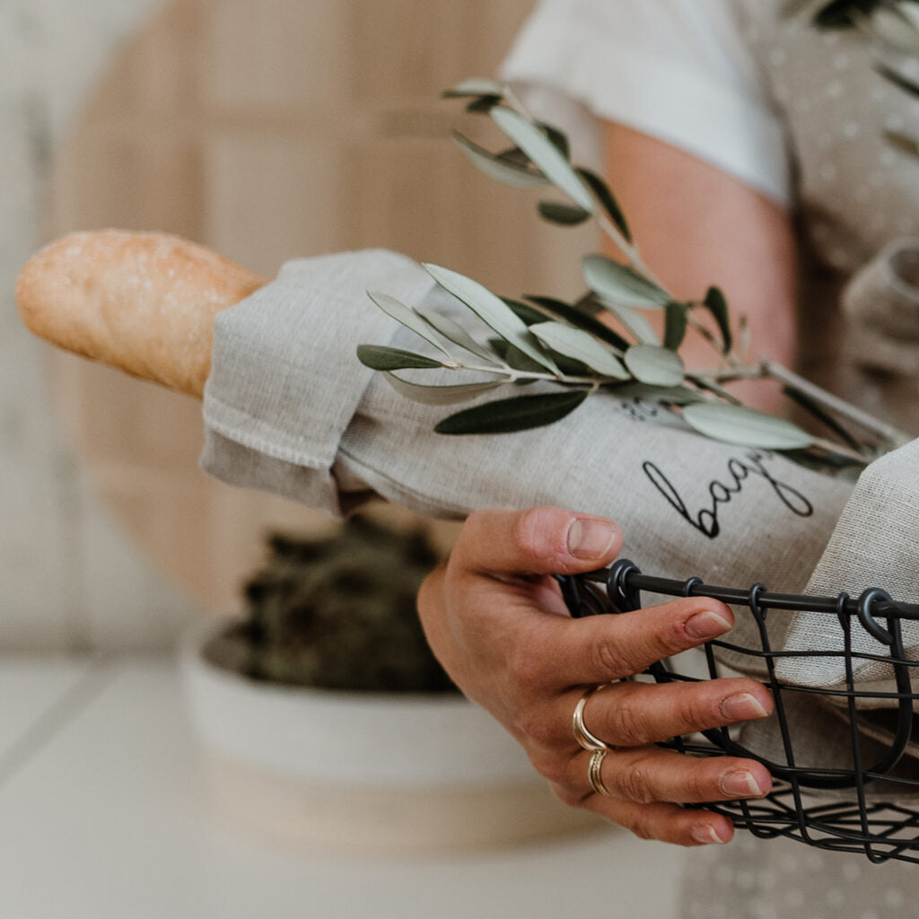 EULENSCHNITT Sac a baguette Baguettebeutel aus Leinen
